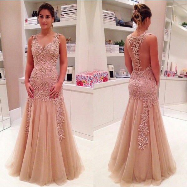Evening Dress 2016 Tulle Appliques Beading Mermaid Evening Dresses Party Dress Prom Dresses